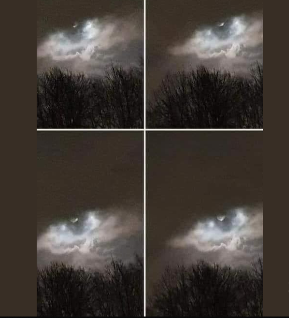 Man captures glowing figure shining through clouds