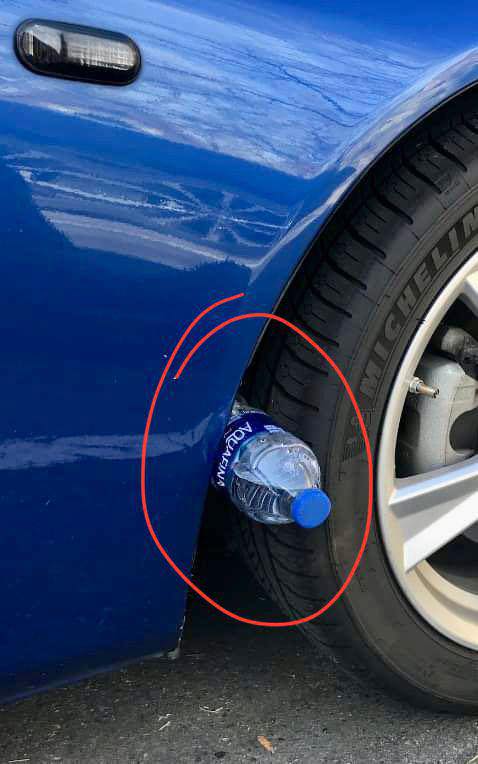 If You See A Plastic Bottle On Your Tire, Pay Close Attention