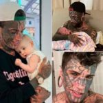 Dad whose body is completely covered in tattoos undergoes transformation for his young daughter