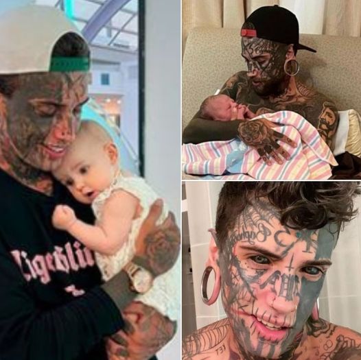 Dad whose body is completely covered in tattoos undergoes transformation for his young daughter