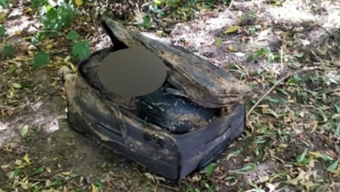 This woman came across an old, filthy luggage in a bush