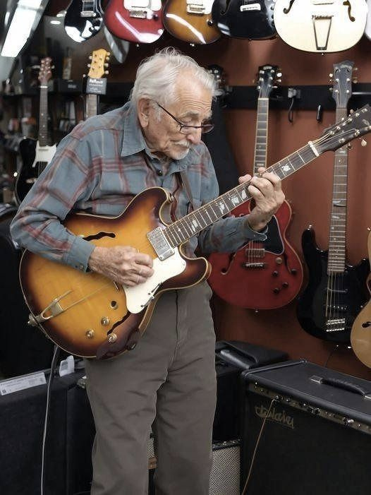 To everyone’s surprise, an 81-year-old grandfather goes into a guitar store, takes up one of the instruments, and begins playing