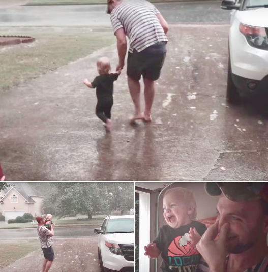 Toddler Has Most Adorable Reaction When Dad Gives Her First Experience Of Being In The Rain