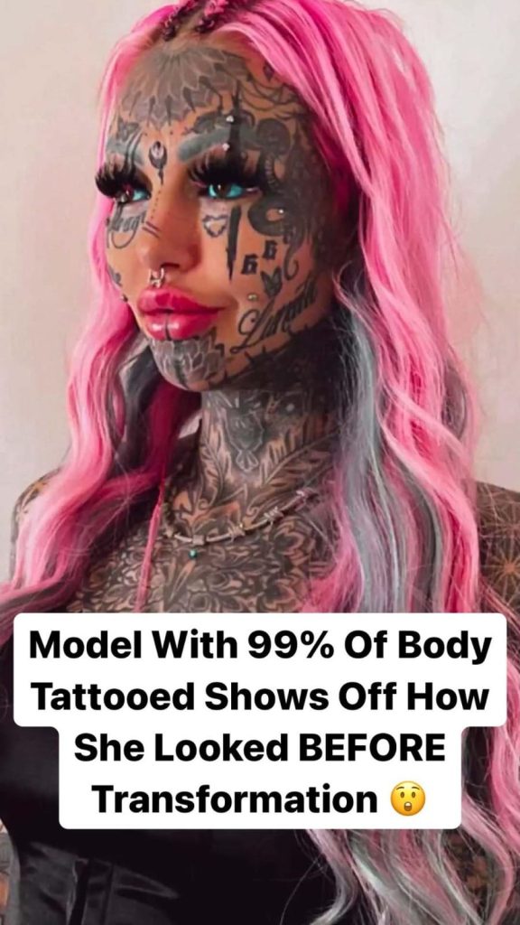 Model Who Can’t Get A Job With 99% Of Her Body Inked Shows Off What She Looked Like Before Transformation