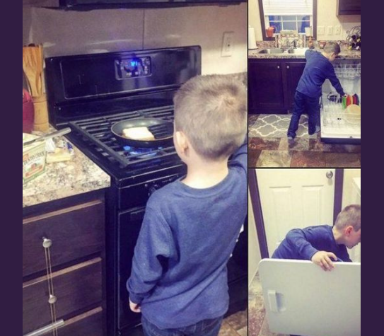 People laugh and criticize mom after she reveals how she makes 7-year-old clean and teaches him how to cook