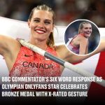 BBC commentator’s six word response as Olympian OnlyFans star celebrates Bronze medal with x-rated gesture