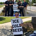 Police are called on boy selling “ice cold beer”—but then they get a closer look at his sign